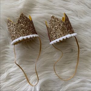 Little Blue Olive Accessories - Rainbow Glitter 3rd Birthday Crowns Set Of 2 Little Blue Olive Accessories - Rainbow Glitter 3rd Birthday Crowns Set Of 2